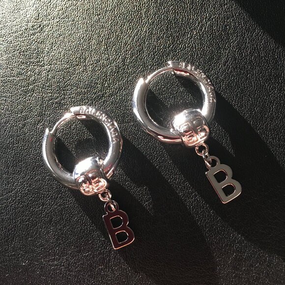BALENCIAGA Hoop Silver Earrings - Picture 1 of 3